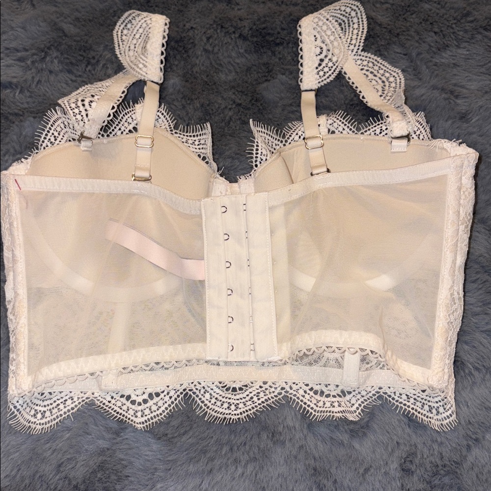 Victoria's Secret DREAM ANGELS Mini Lace Bustier Corset Bra Cream Ivory 34C - Picture 5 of 6
